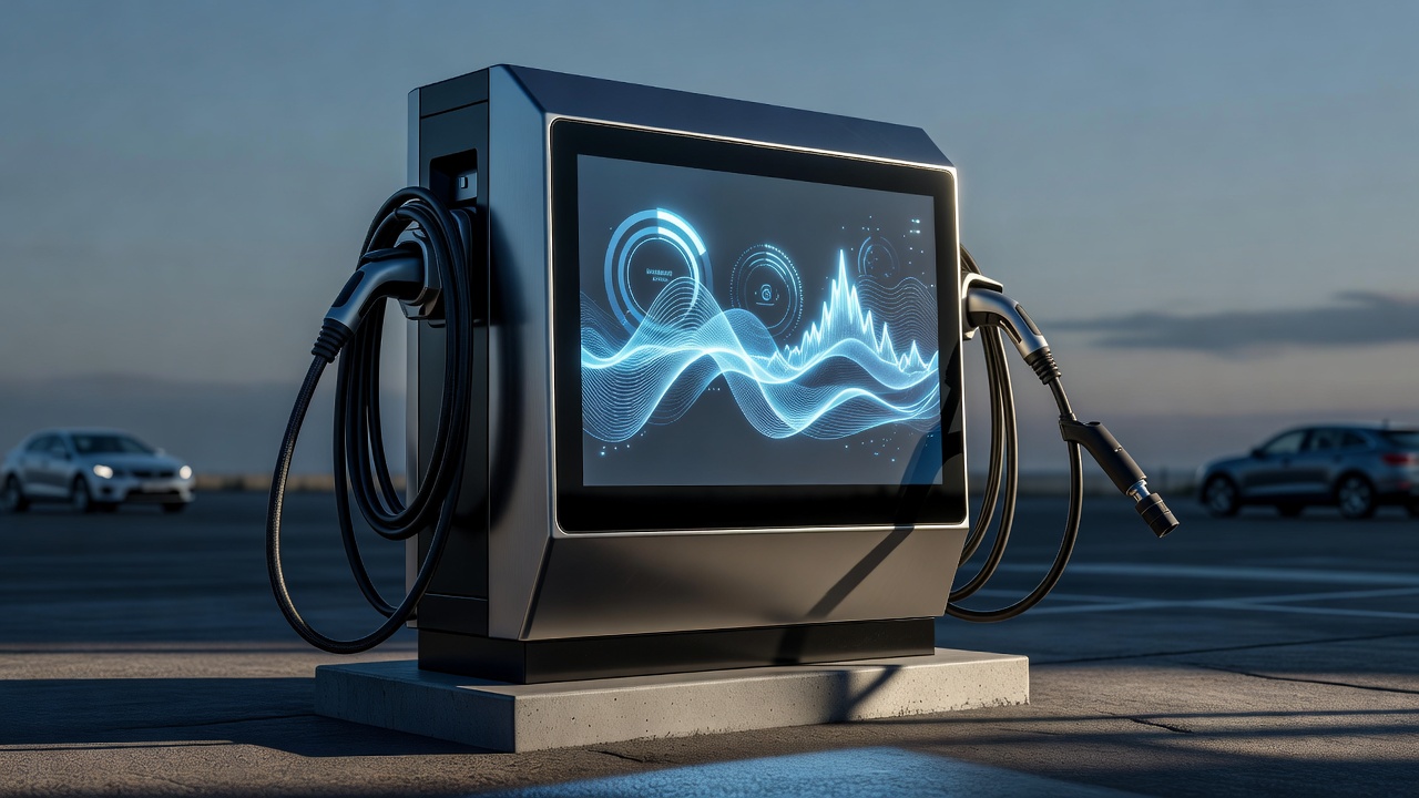 High-speed dual connector European EV charging station with luminous UI