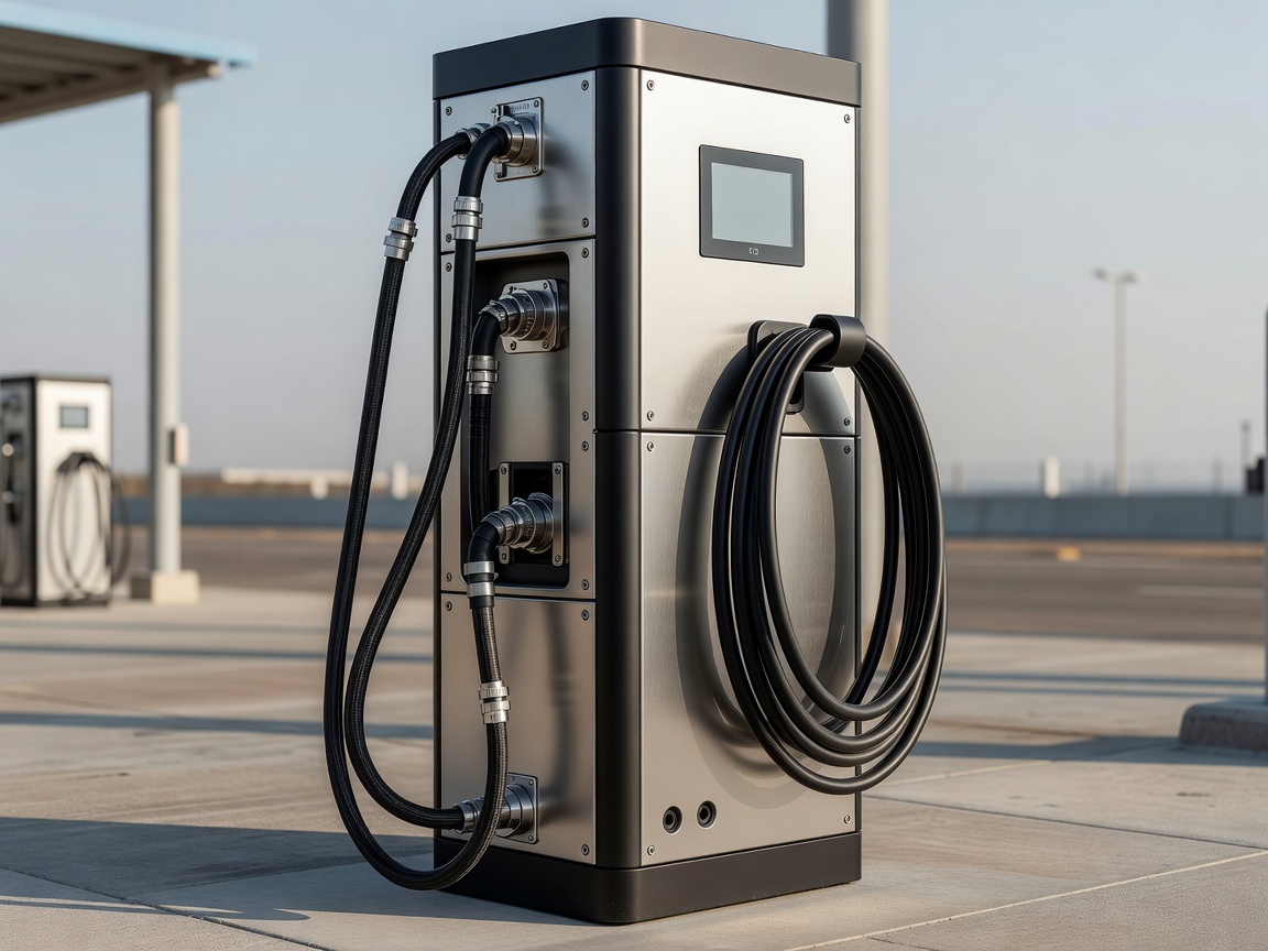 Liquid cooled high power DC charging column